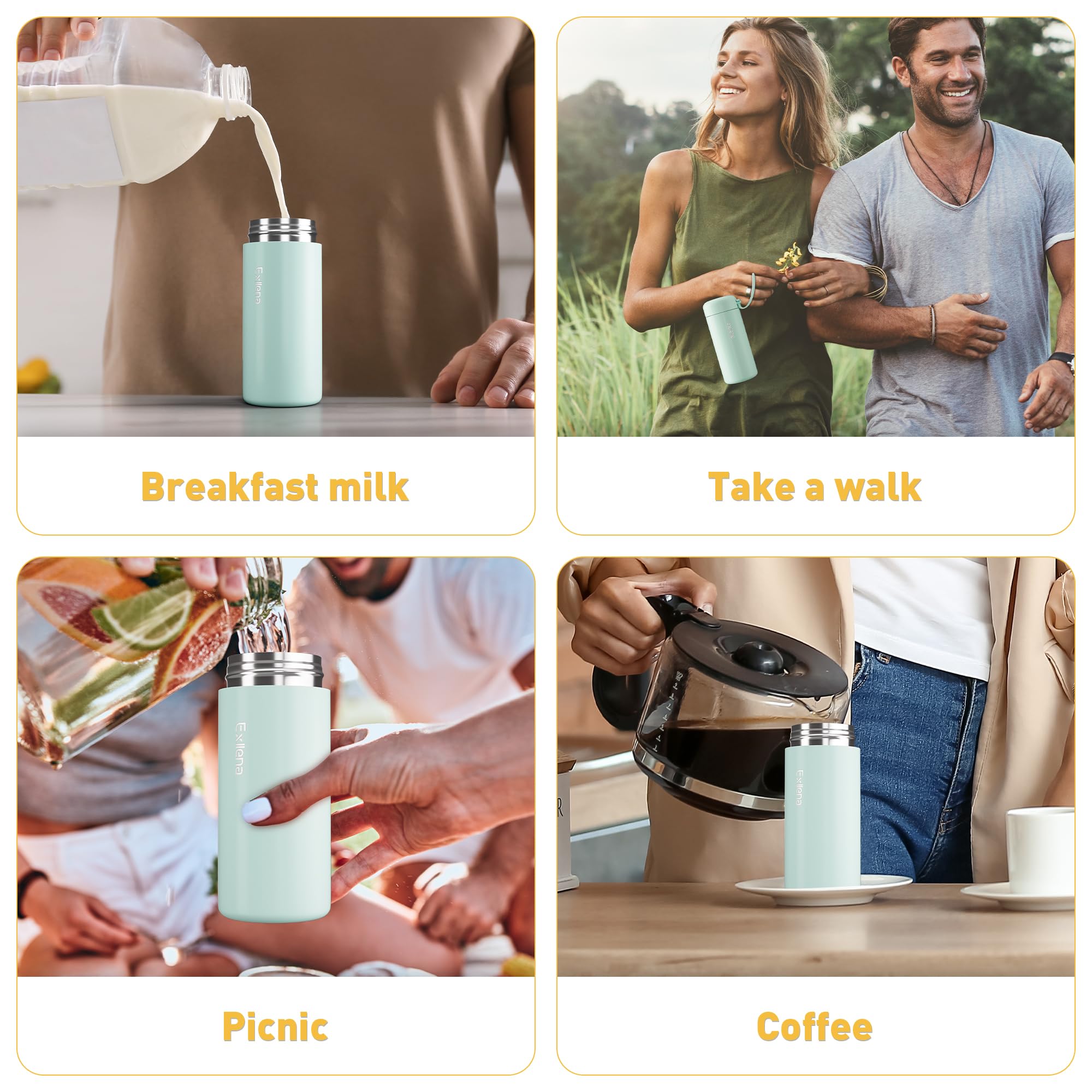 Exllena Double-wall insulation keeps beverages at the right temperature.