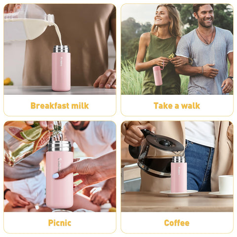 Exllena double-wall insulation keeps beverages hot or cold