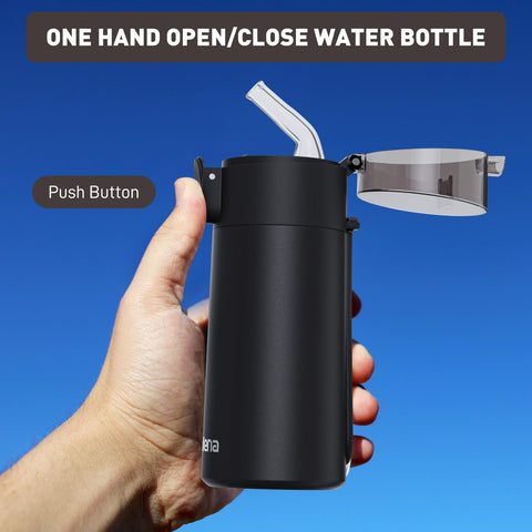 Exllena double-walled stainless steel maintains hot or cold beverages for hours.