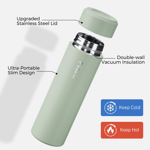 Exllena mini bottle cap close-up in sage green highlighting durable lid