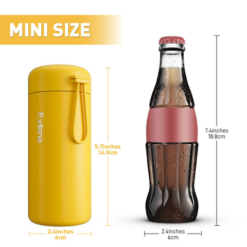Exllena small bottle with carry-handle for easy grabbing and portability.