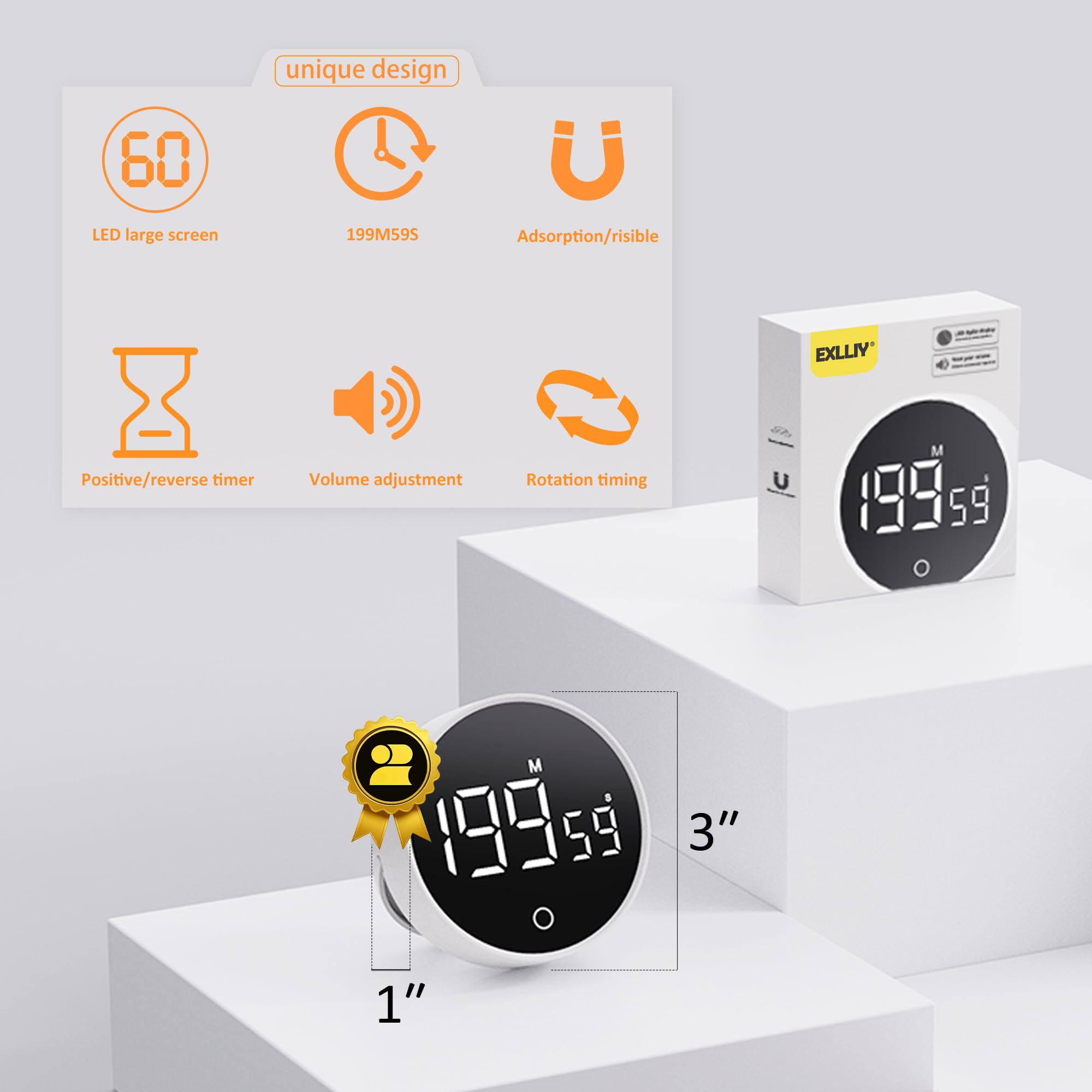 Exlliy rechargeable battery timer avoids frequent battery changes.