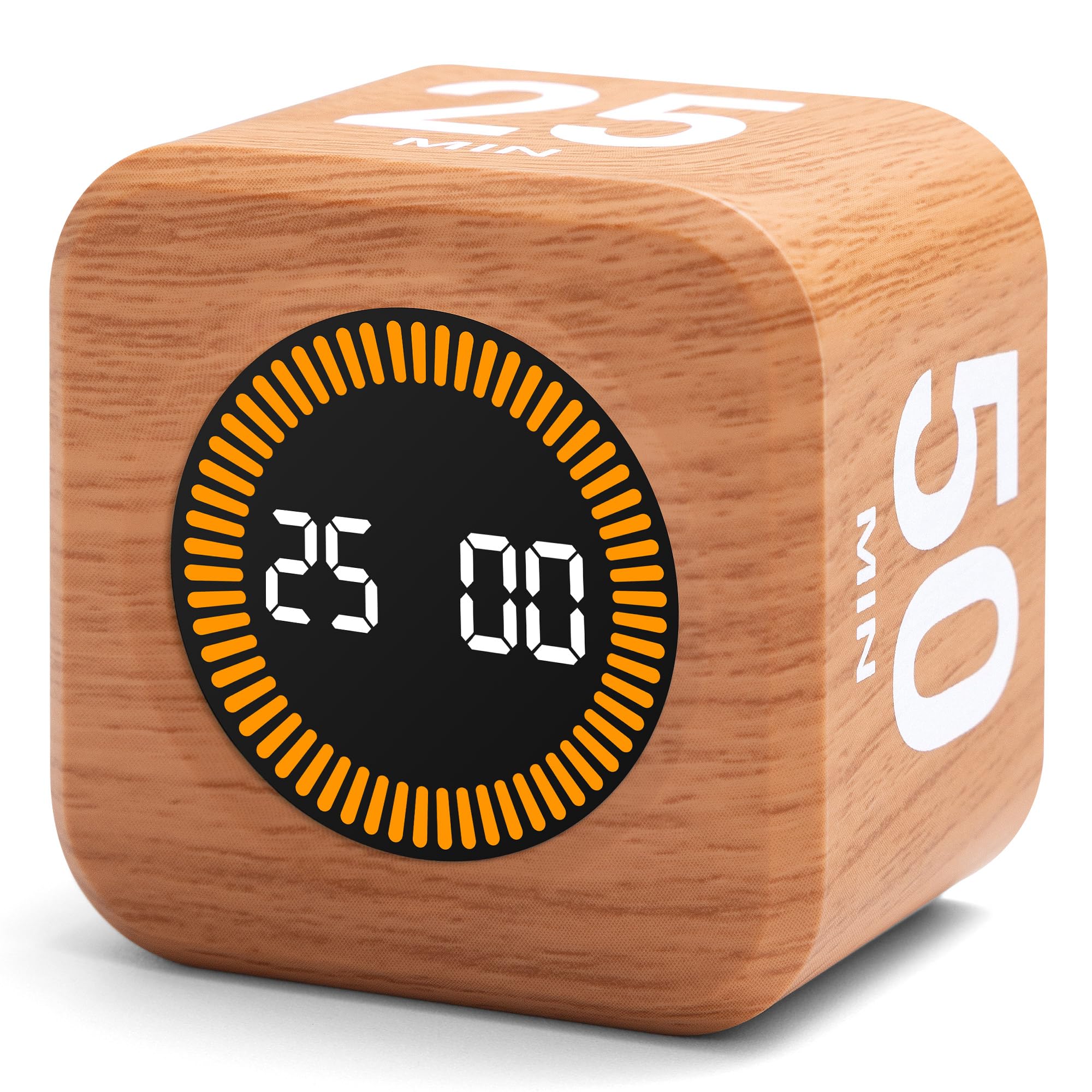Exlliy wood-grain timer on a desk promotes focused work