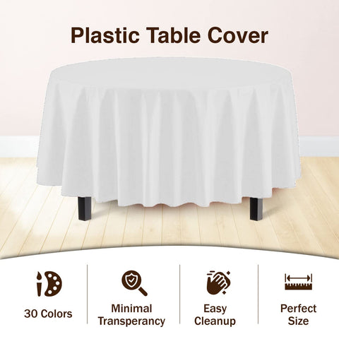 Exquisite heavy-duty plastic tablecloth ready for spill protection.