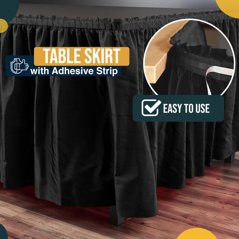 Exquisite table skirt for weddings and corporate events adds sophistication without crowding guests.