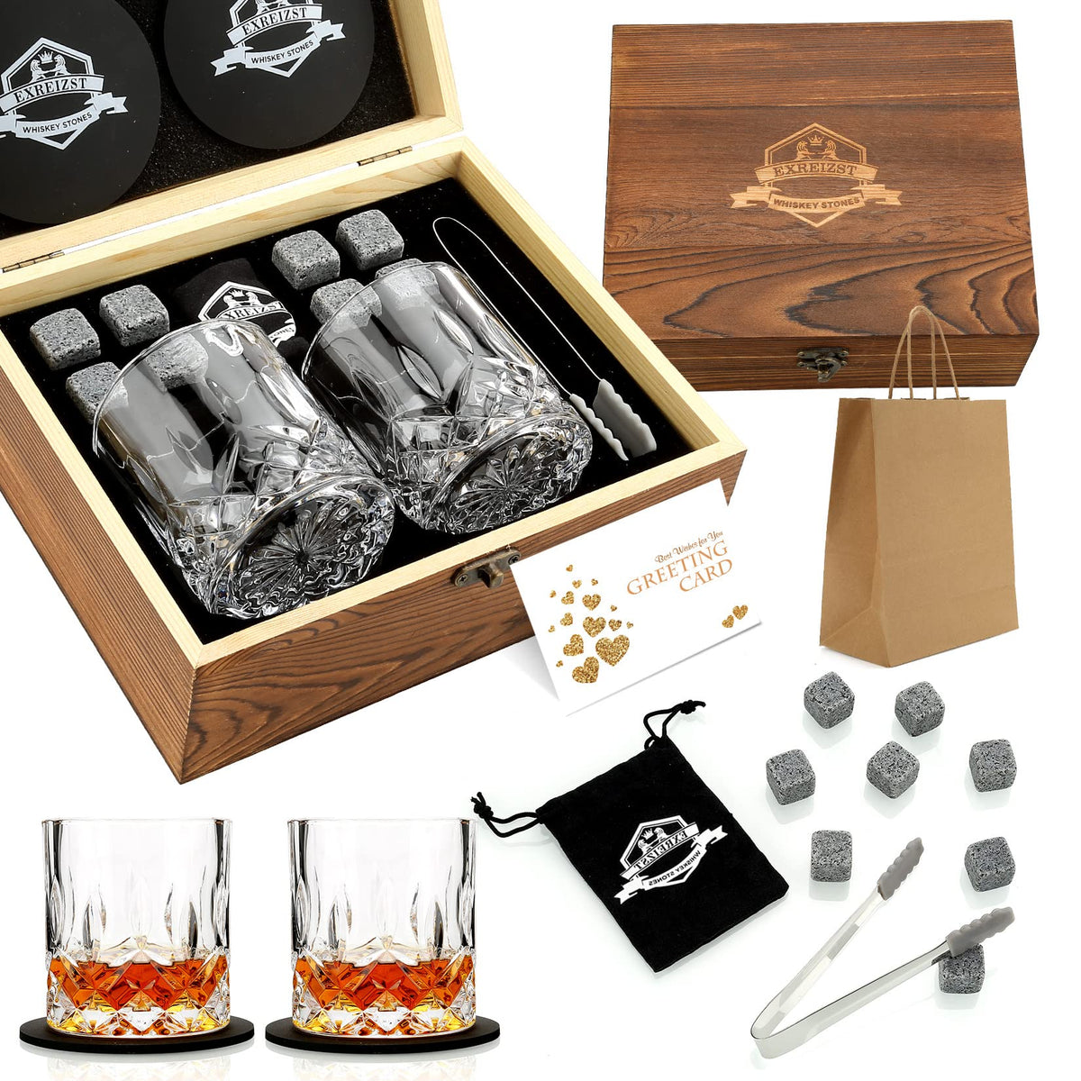EXREIZST whiskey stones eight pieces for cool, non-diluting sips