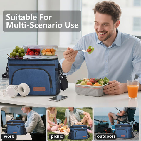 ExtraCharm insulated lunch bag blue capacity and pockets for all-day meals