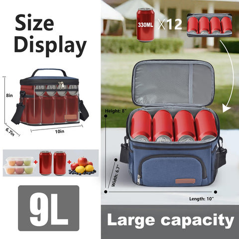 ExtraCharm insulated lunch bag blue adjustable strap for hands-free carry