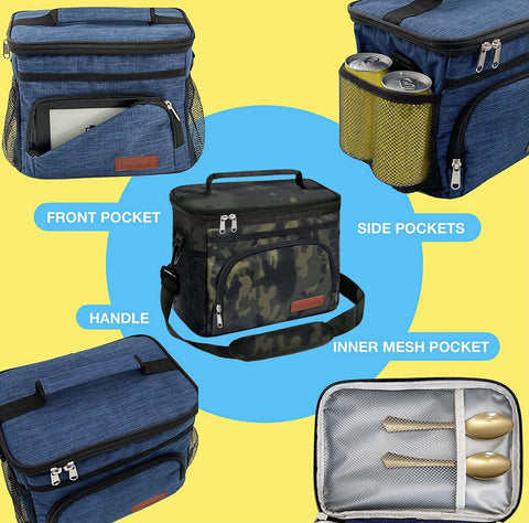 ExtraCharm lunch bag front pocket organizes keys and cards