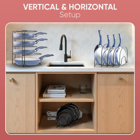 Wall-mount Extreme Matters storage secures cookware to the wall for a tidy setup.