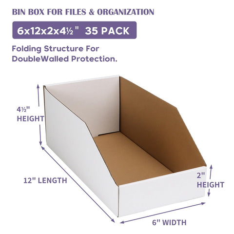 EXYGLO corrugated box organizer with label-friendly front for quick item locating.