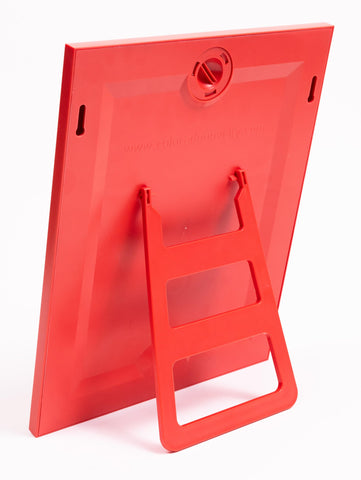 Eye Candy Frame built-in stand supports table or shelf use.