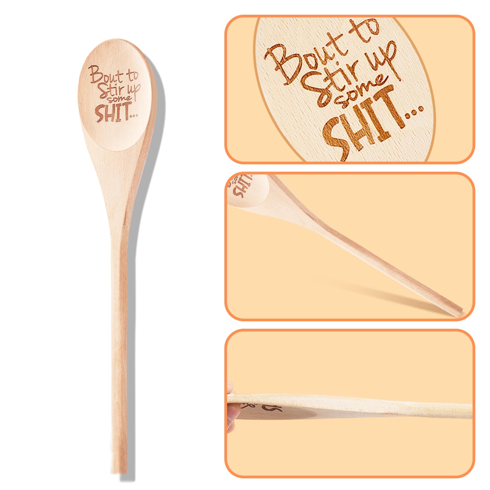 EYEOO gift-ready packaging highlights a humorous and premium wooden spoon.