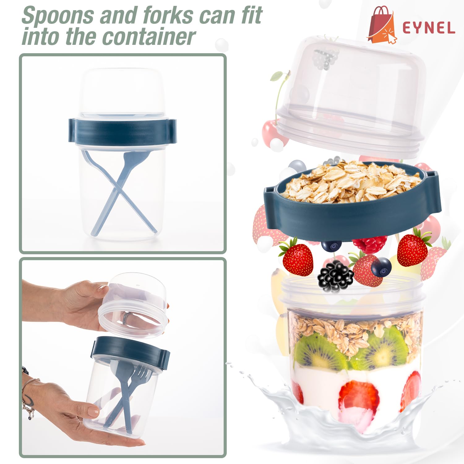 EYNEL freezer and dishwasher-safe cups for easy prep and cleanup