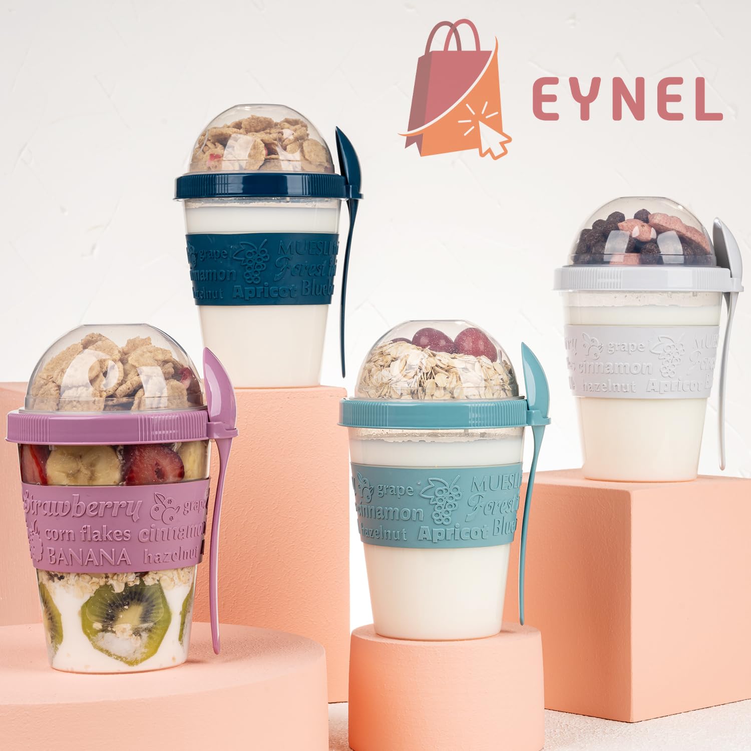 EYNEL versatile cups perfect for yogurt, granola, cereal, and parfaits.