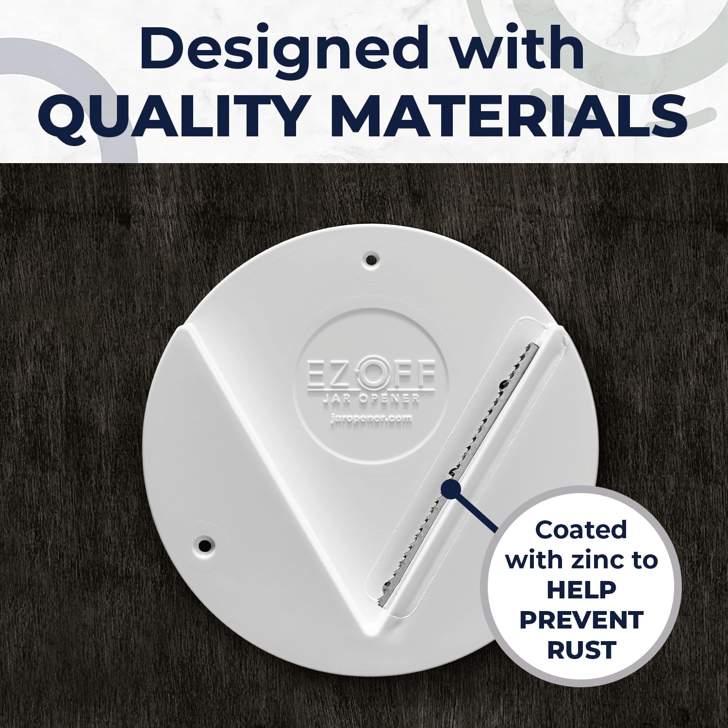 EZ Off non-slip grip keeps lids secure during opening.