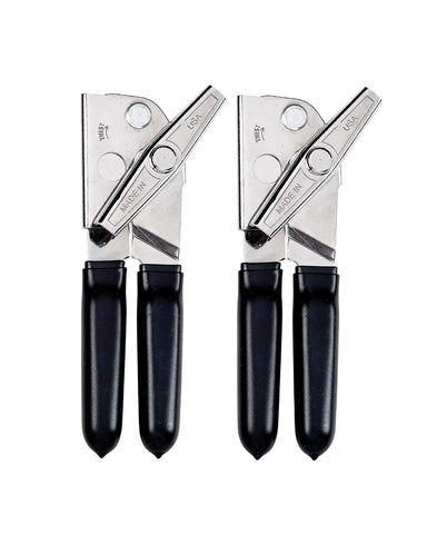 EZ PICK UP EZ-DUZ-IT deluxe can opener with black grips, ready for smooth opening.