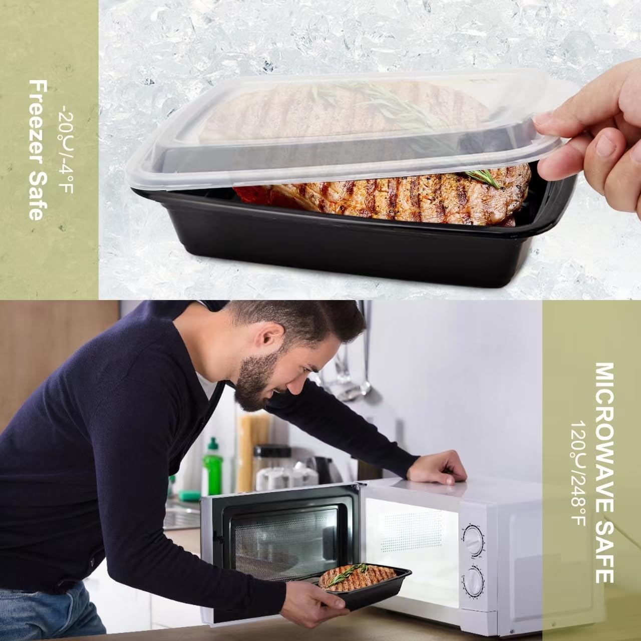 Ezalia BPA-free PP material close-up highlights durable, reusable meal containers