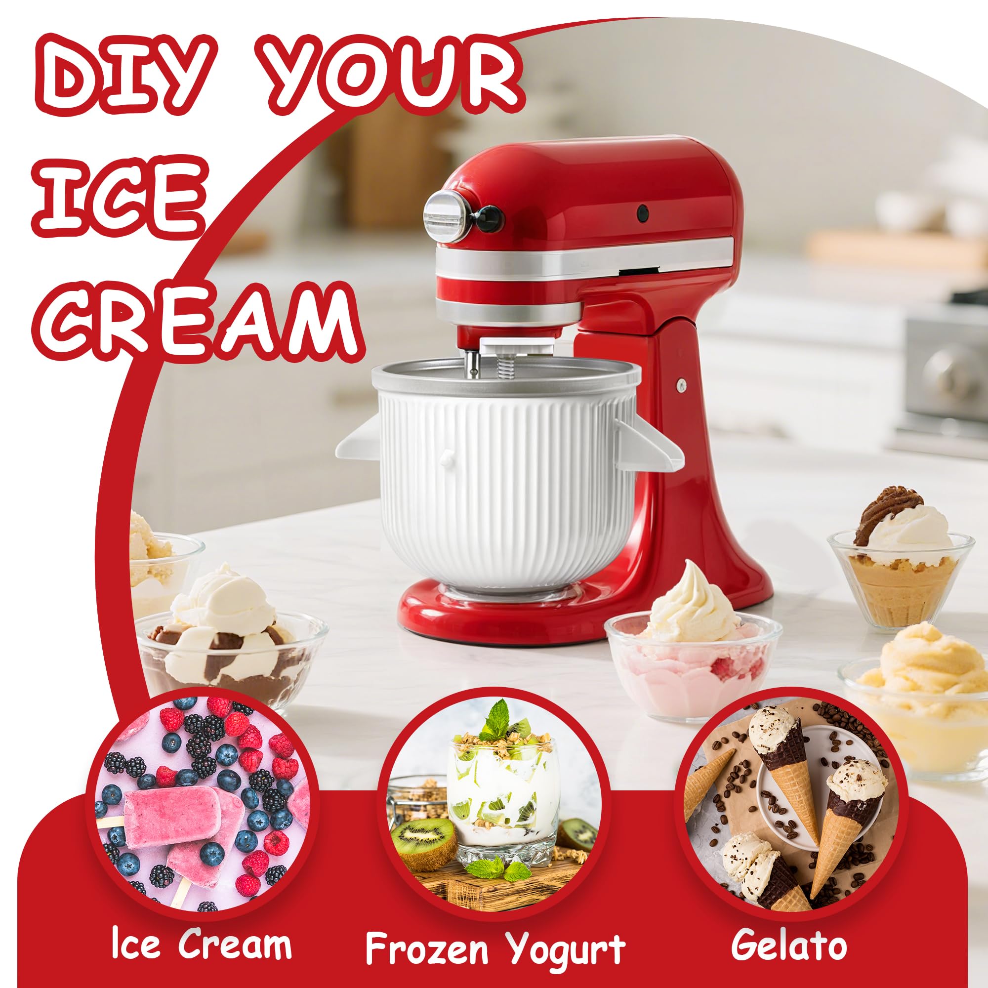 Ezato attachment with pre-freeze bowl ready for quick, flavorful ice cream sessions.