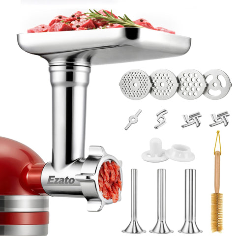 Ezato meat grinder attachment for KitchenAid connects to mixers for seamless grinding and sausage making