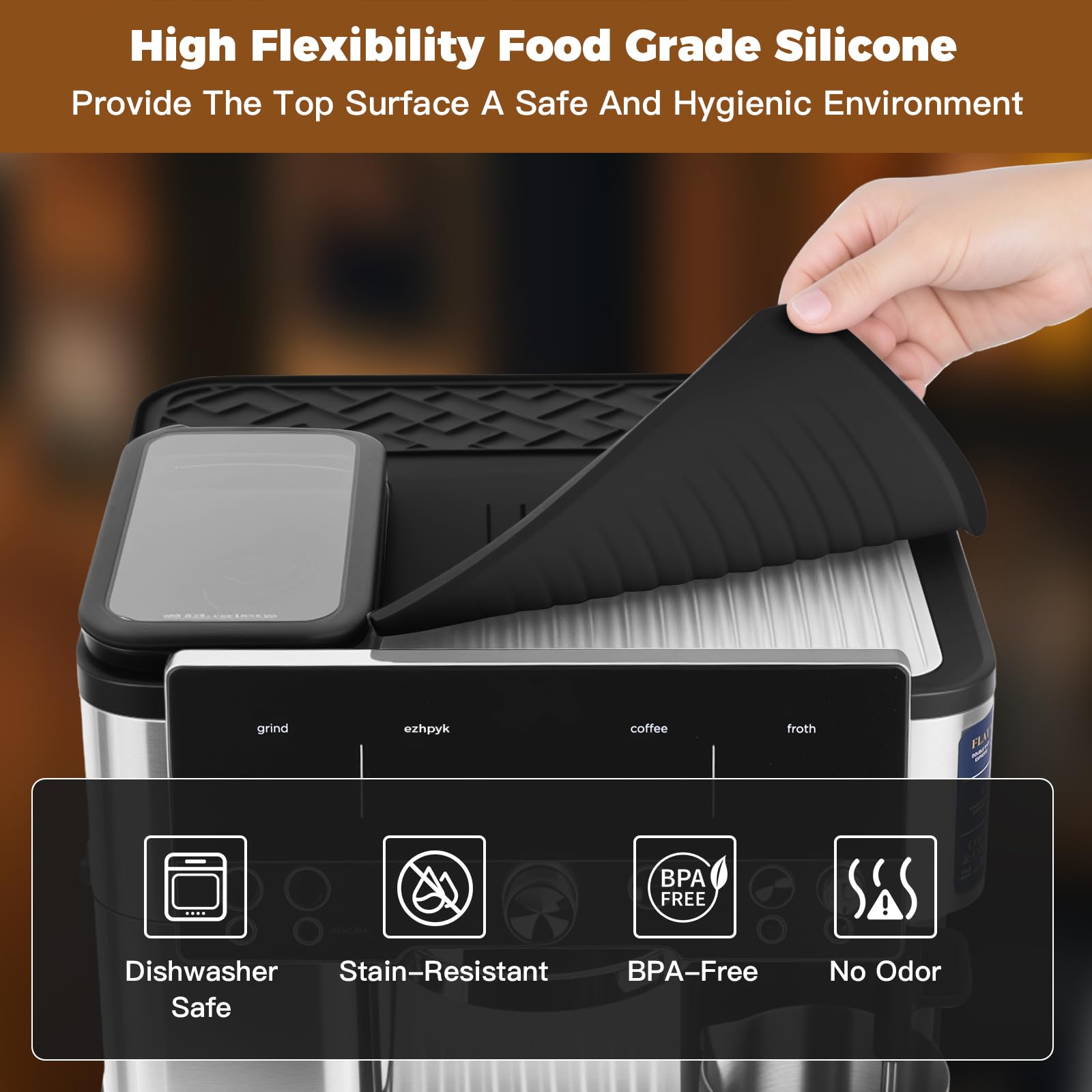 EZHPYK waterproof mat is easy to clean after espresso sessions.