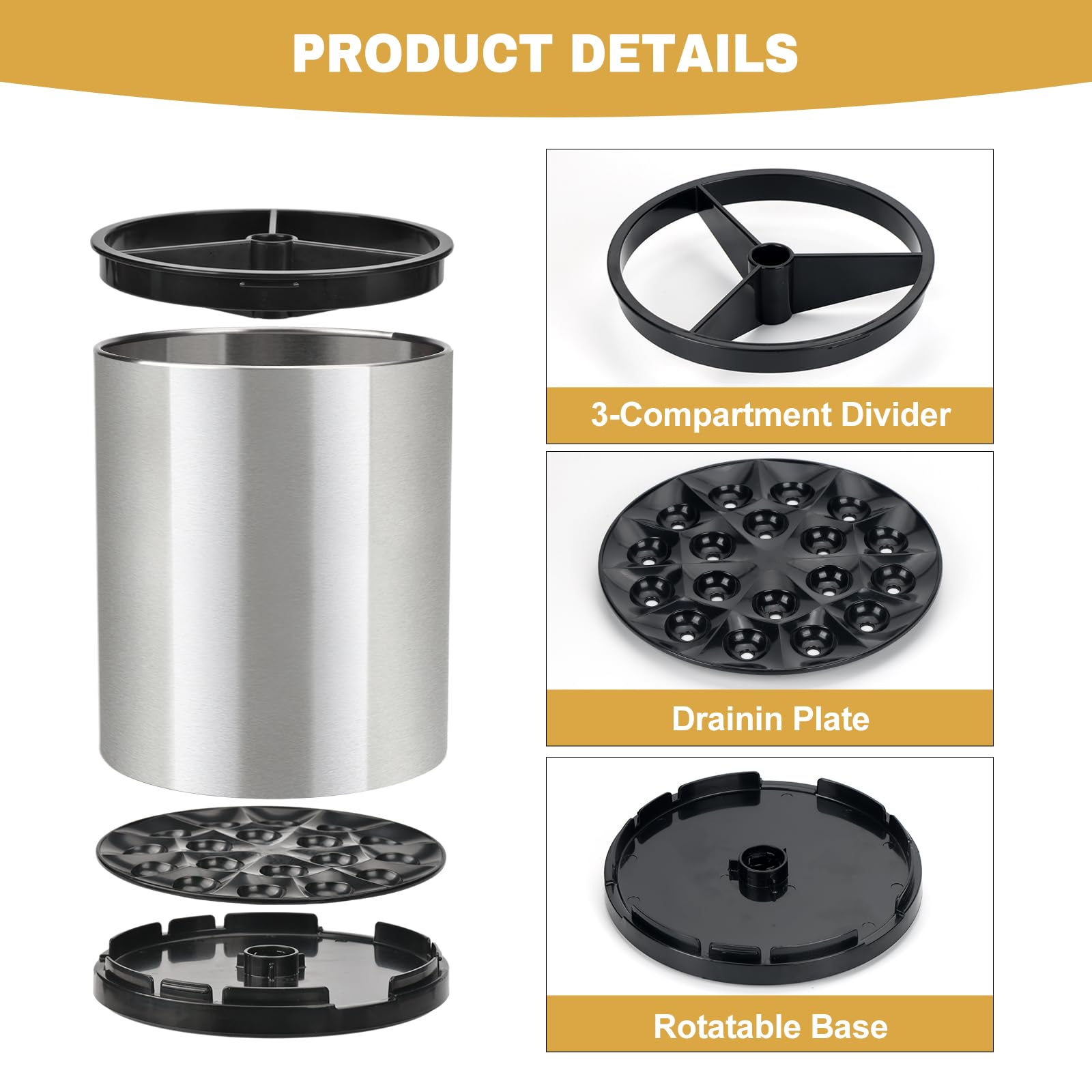 Ezmixcoop three-compartment design keeps utensils and forks sorted at a glance.