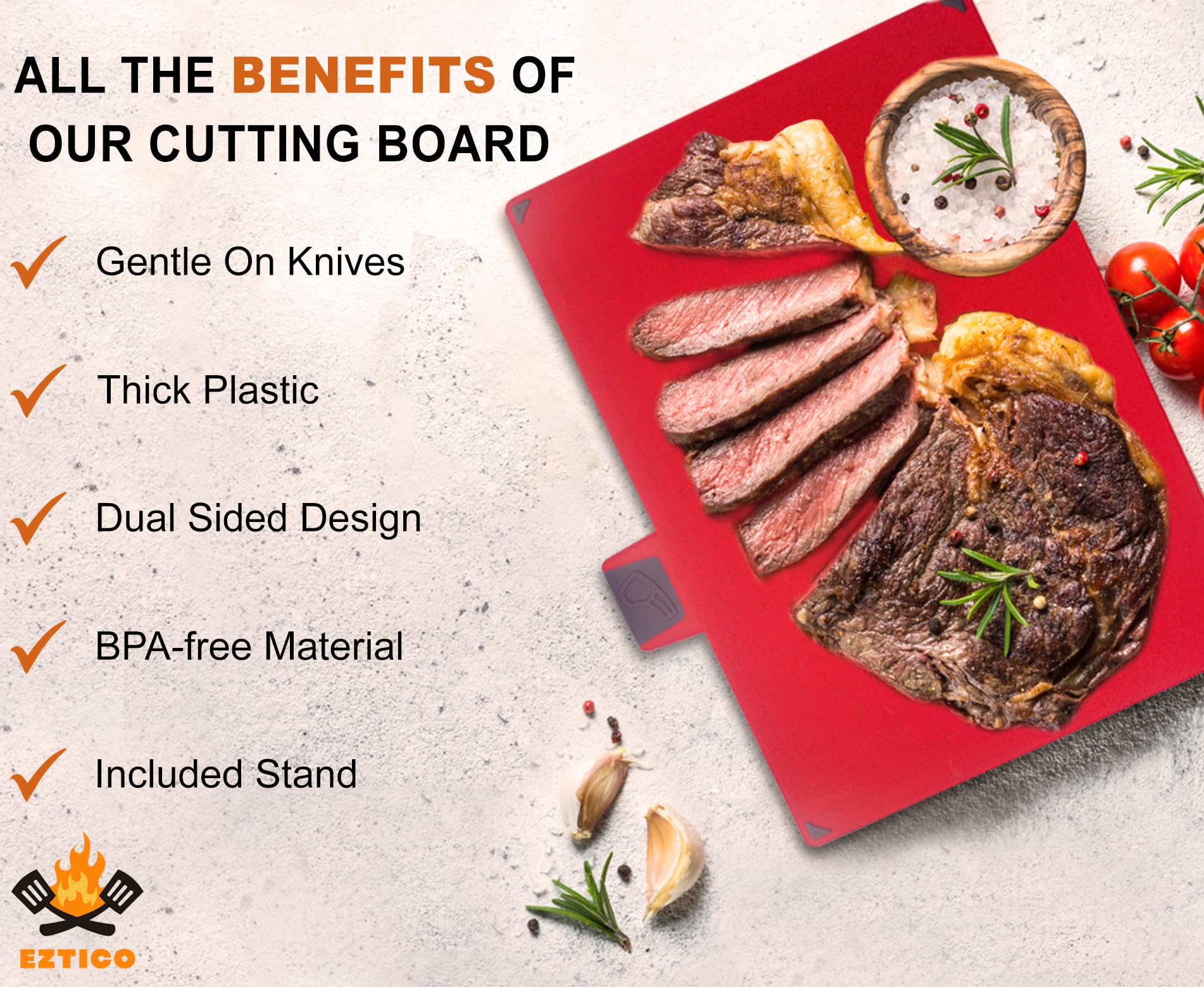 EZTICO premium scissors in use for precise chopping during prep.