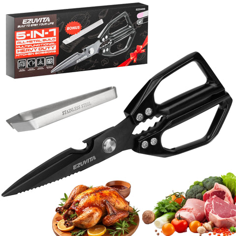 EZUVITA 5-in-1 scissors with titanium blades for durable, precise cuts.