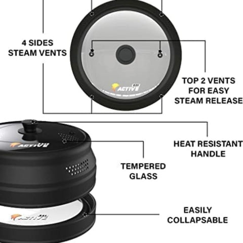 Vent holes detail on EZY ACTIVE cover with rapid steam release.