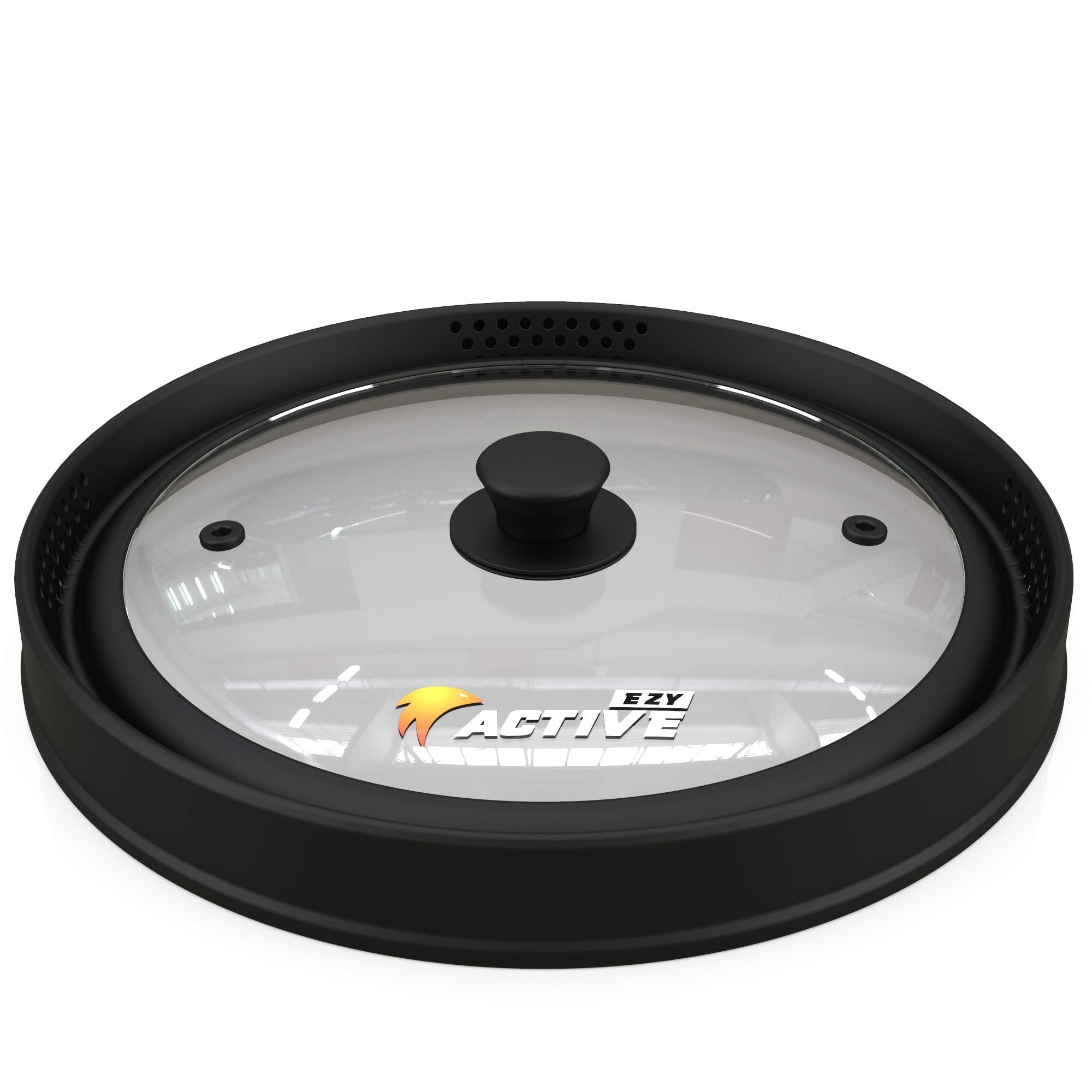 See-through EZY ACTIVE lidware on a plate heated to 450 F.