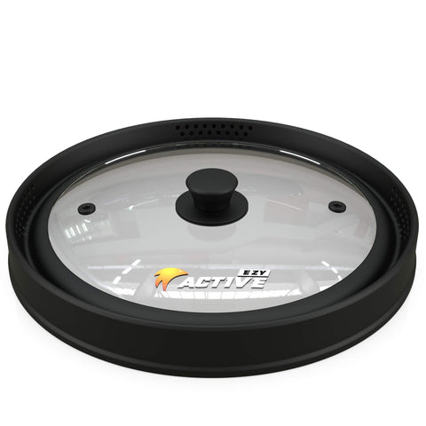 See-through EZY ACTIVE lidware on a plate heated to 450 F.