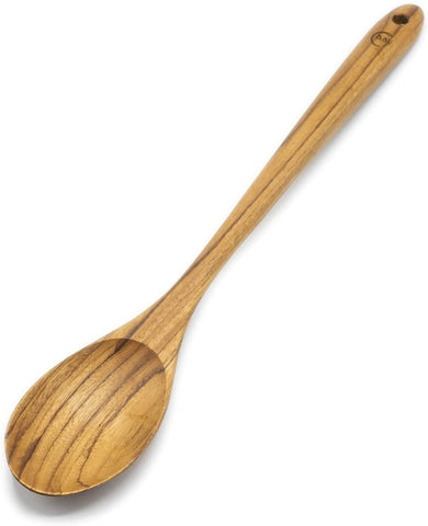 FAAY teak cooking spoon 13.5-inch with deep oval bowl for scooping in nonstick pans
