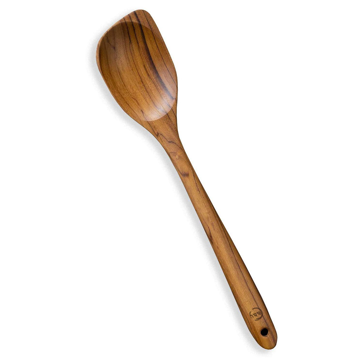 FAAY teak corner spoon, right-hand design for easy reach in pots.