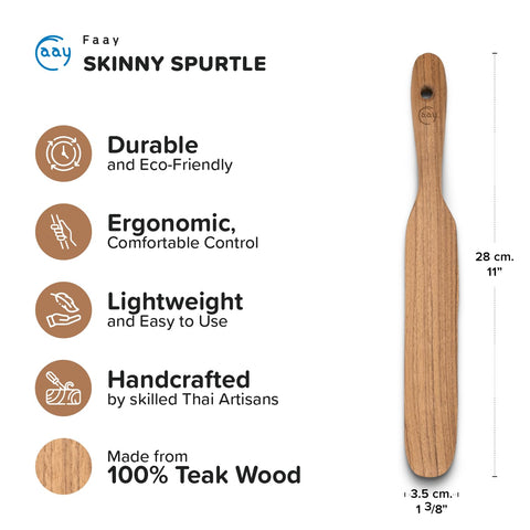 FAAY Teak Spurtle close-up highlights the teak grain.
