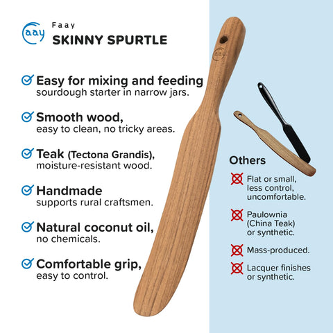 FAAY Teak Spurtle with coconut oil finish for daily use.