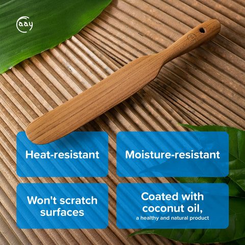 FAAY Teak Spurtle packaging emphasizes sustainable, ready-to-use design.