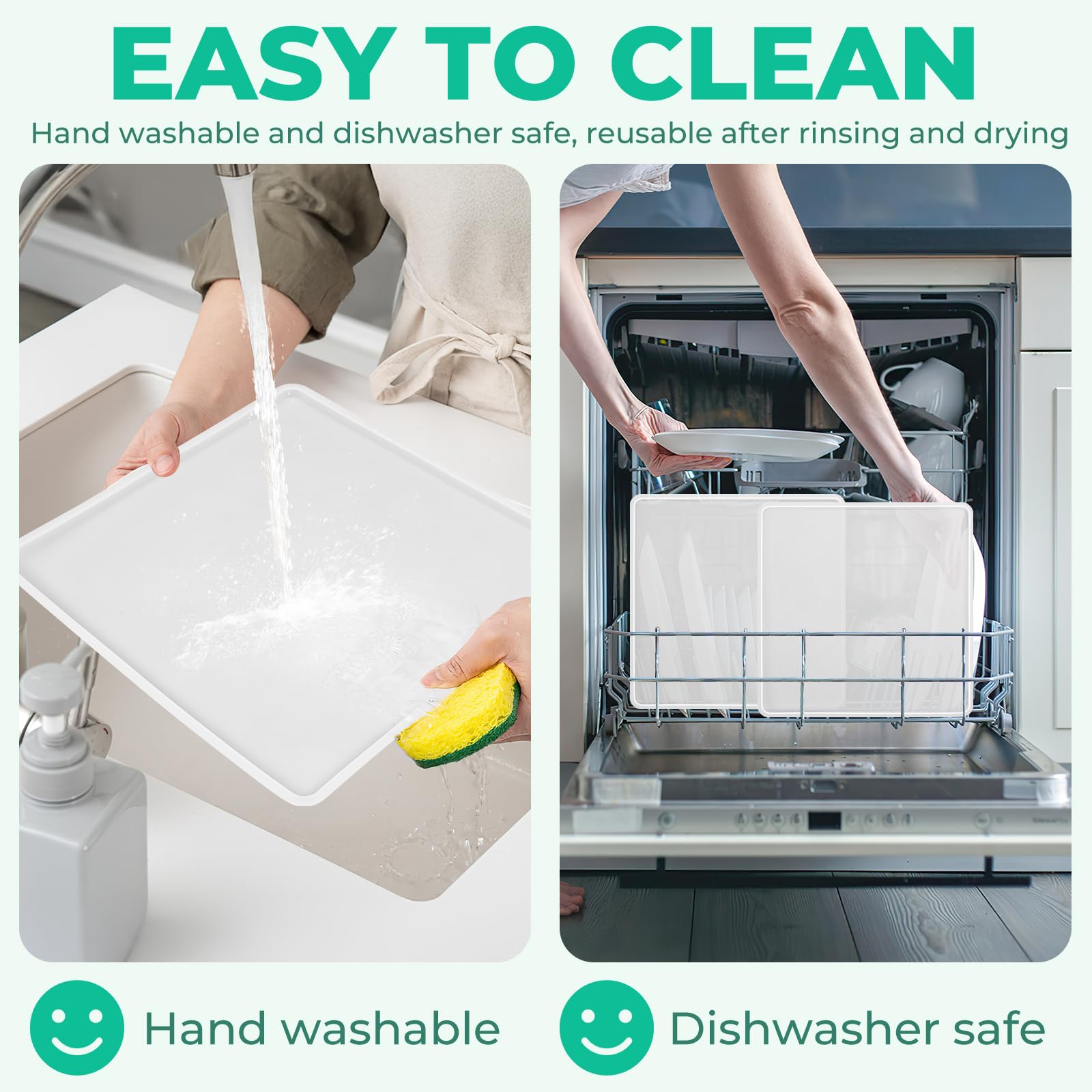 FAAYUCK 11x11 silicone sheet easy release and dishwasher-safe for busy kitchens.