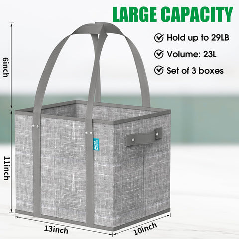 Fab totes grocery bag folded grey demonstrates compact storage in a car trunk.