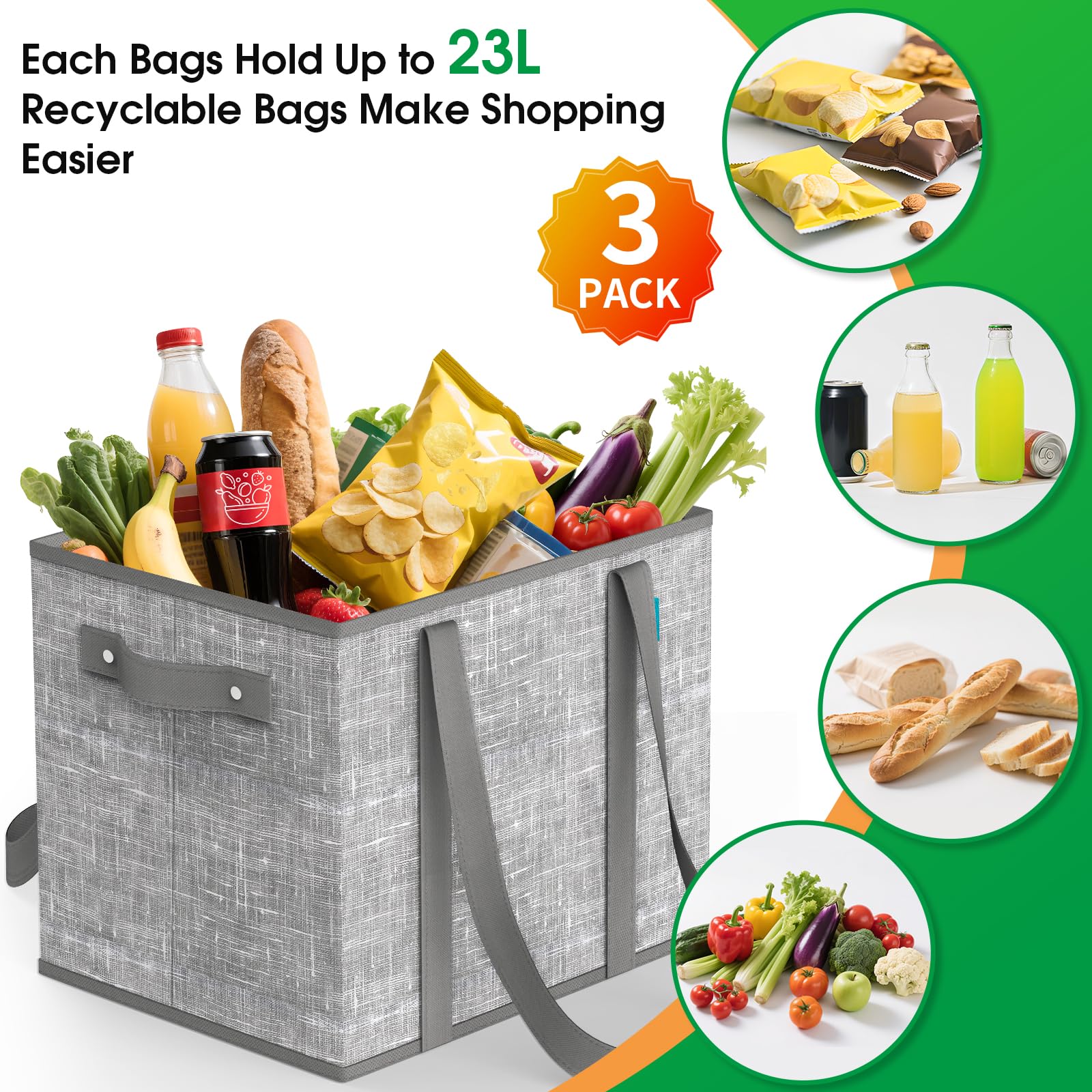 Fab totes reinforced-handles grey bag highlighting durable lifting and carrying comfort.