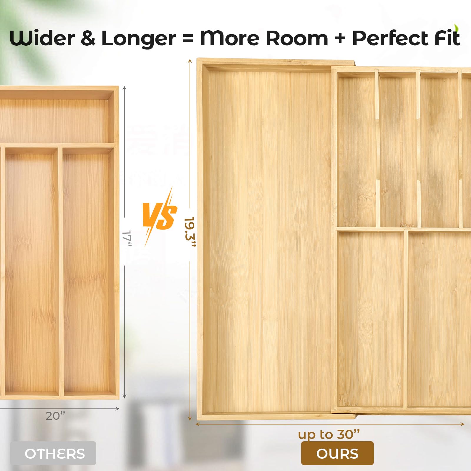 Fabsome silverware organizer bamboo material highlights eco-friendly storage