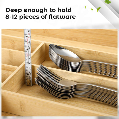 Fabsome silverware organizer deep compartments for bulky utensils and more storage