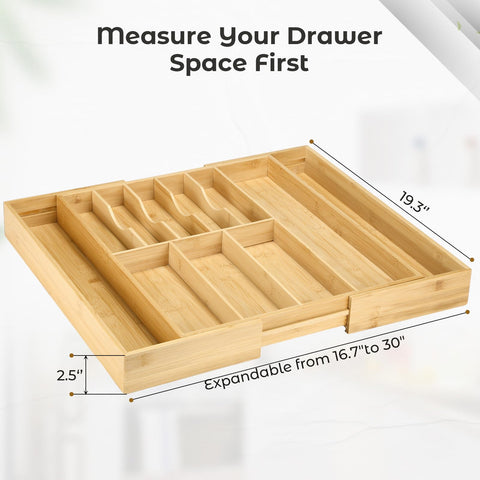 Fabsome silverware organizer expanded to 30 inches for wide drawers