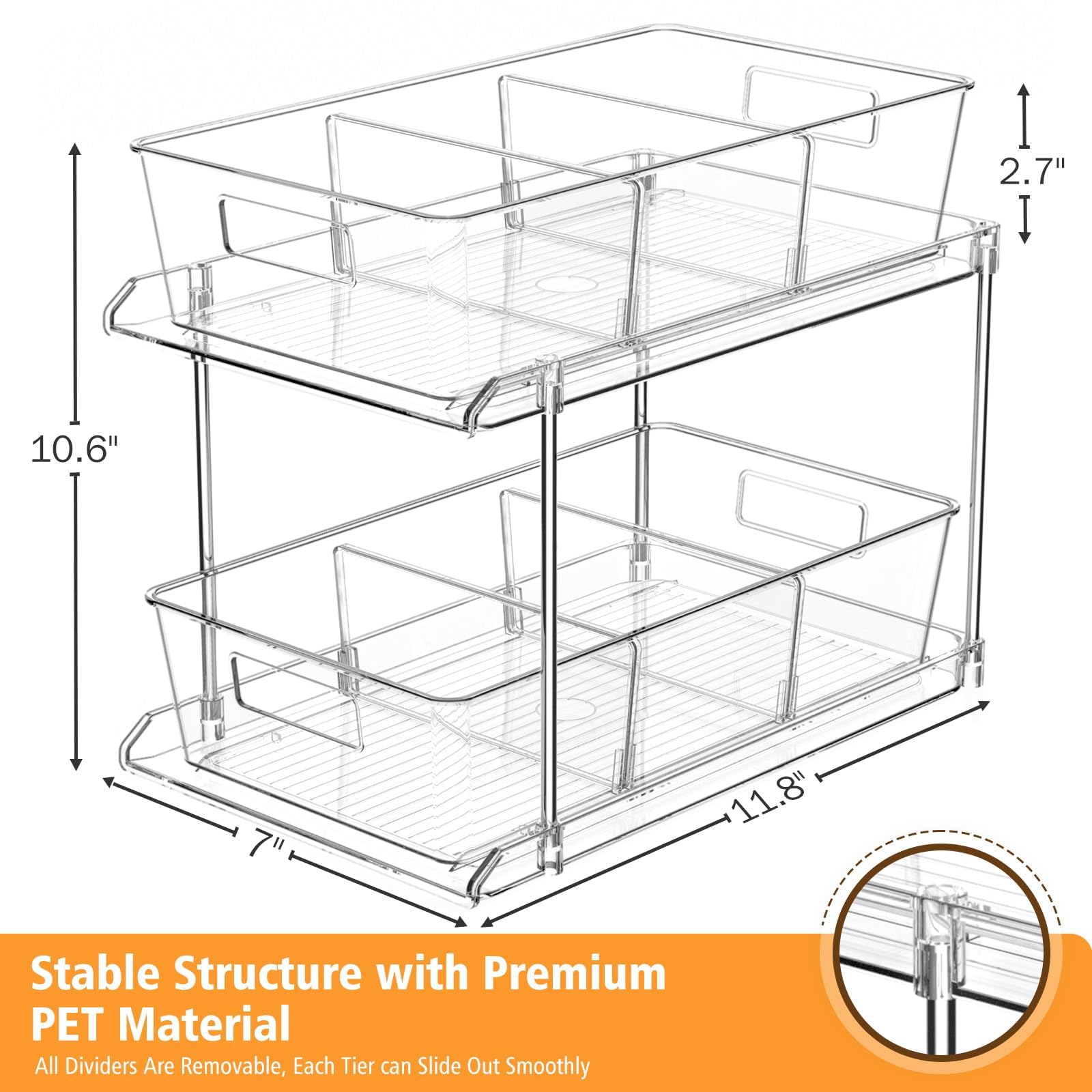 Fabspace 2-tier drawer with dividers keeps small items neatly separated
