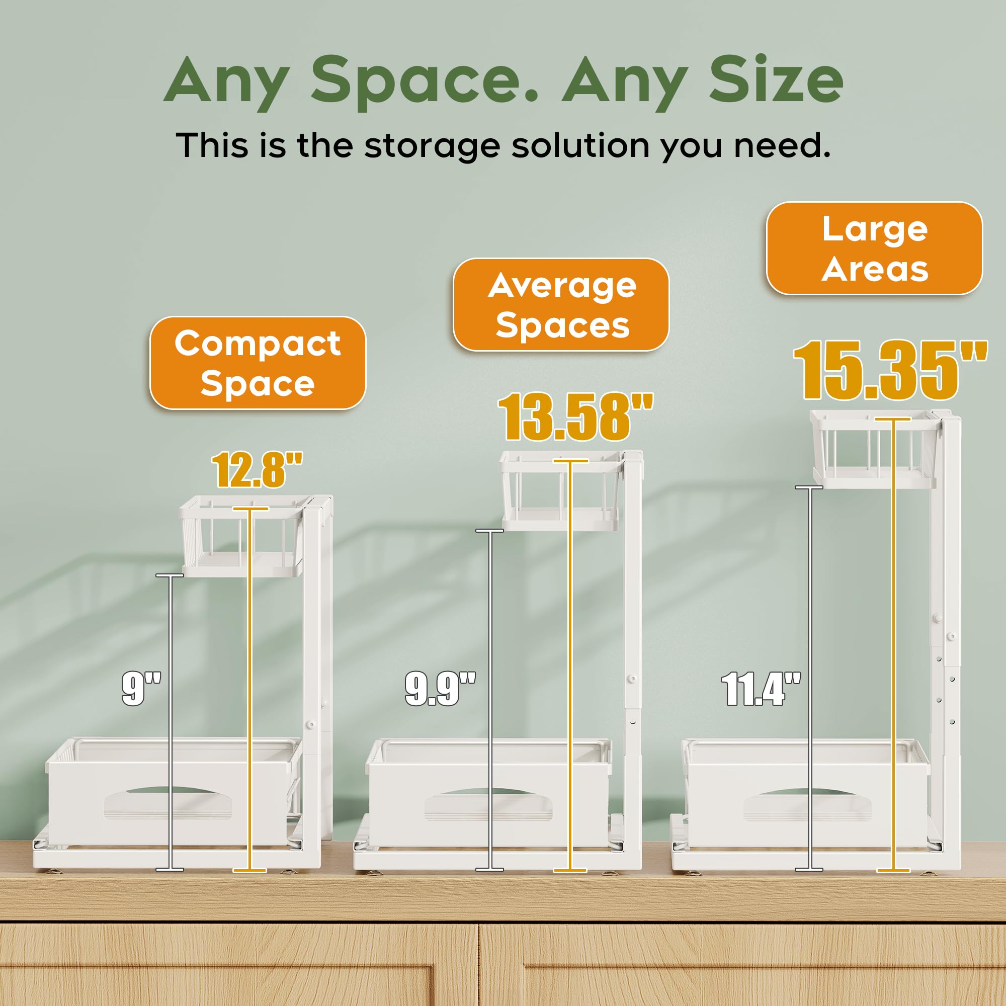 Fabutier cabinet organizer showing slide-out lower drawer for easy access.