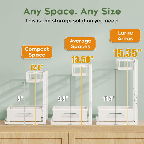 Fabutier cabinet organizer showing slide-out lower drawer for easy access.