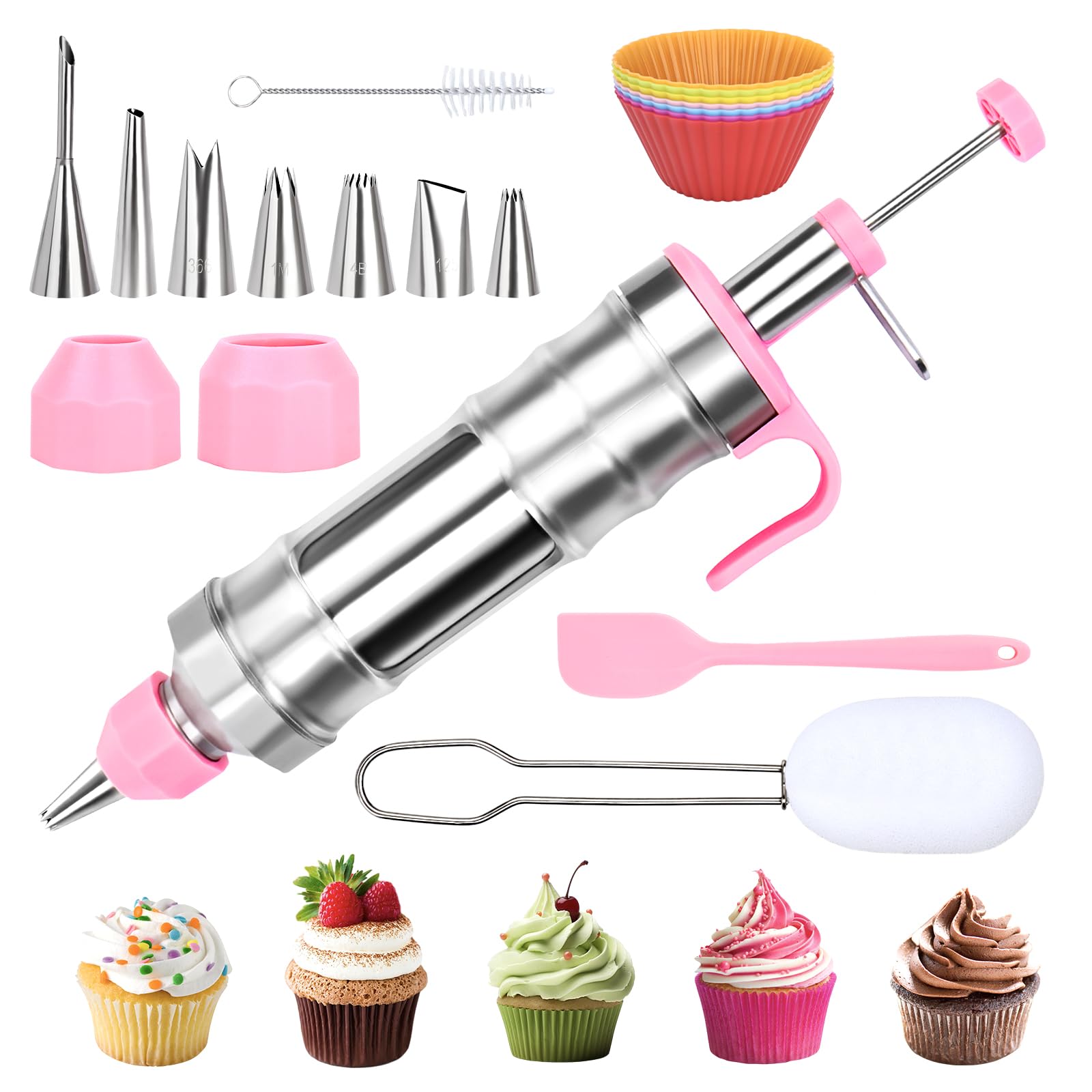 FACIACC dessert decorating syringe set contents with versatile tools for cakes and cookies