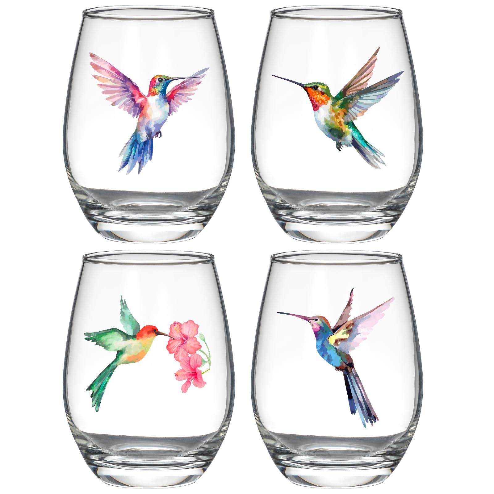 Facoyans hummingbird stemless wine glasses 15oz set elevate table decor and entertaining.