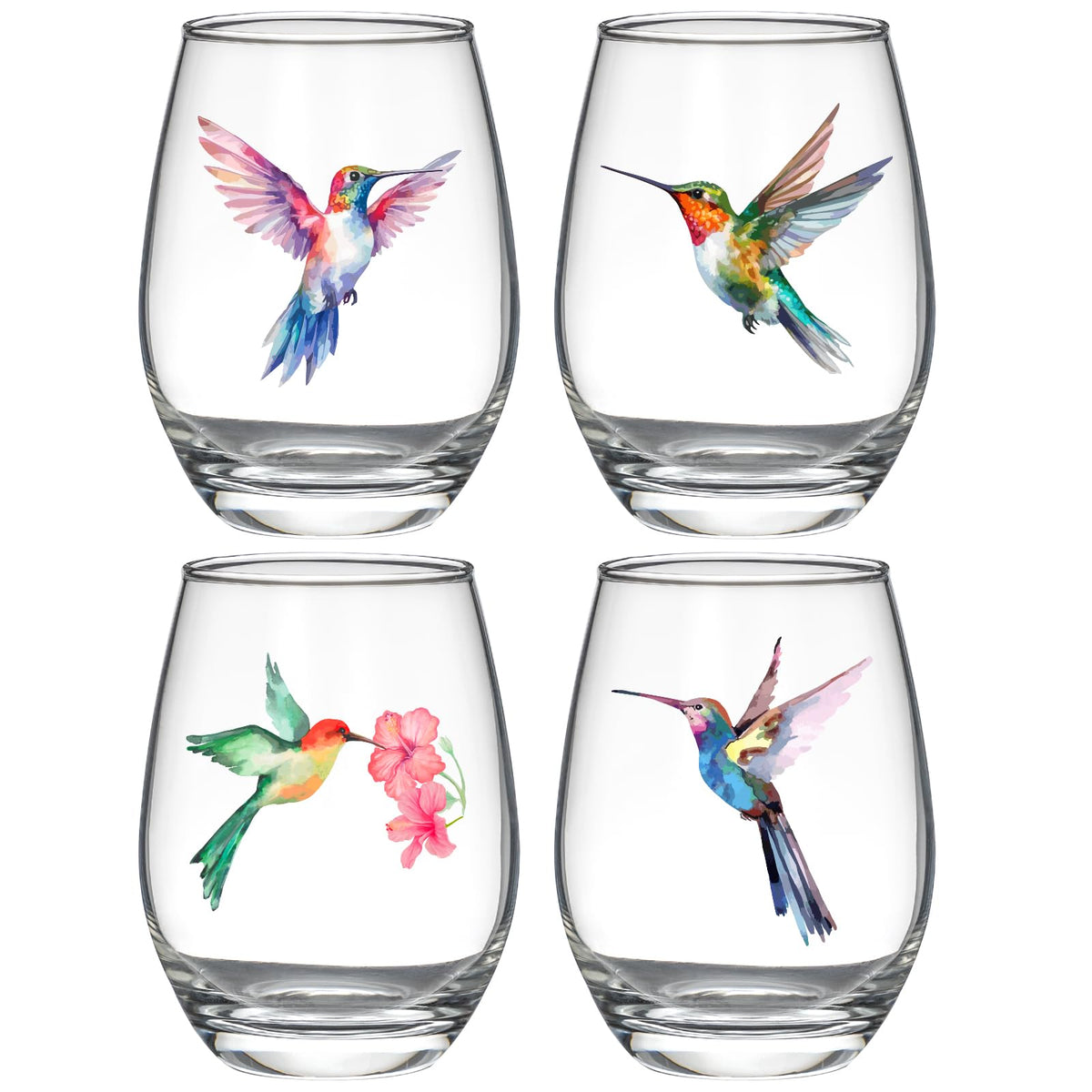Facoyans hummingbird stemless wine glasses 15oz set elevate table decor and entertaining.