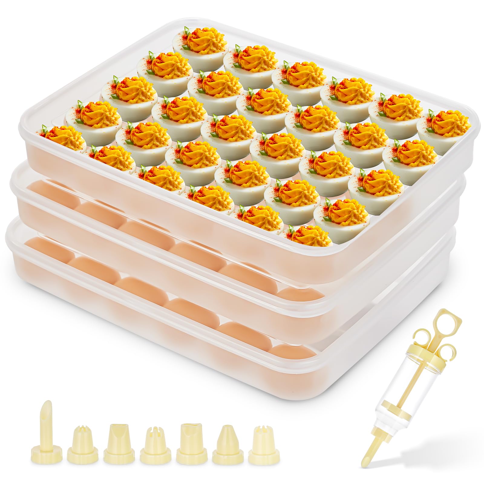 Faculx deviled egg containers 3-pack with transparent lids for organized fridge storage