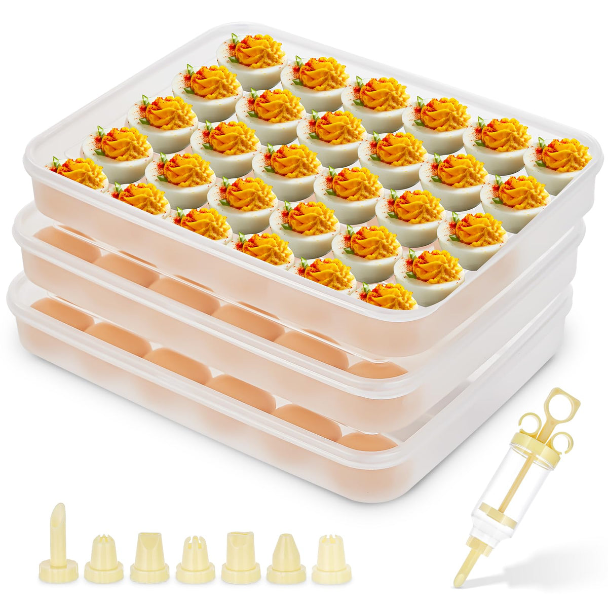 Faculx deviled egg containers 3-pack with transparent lids for organized fridge storage
